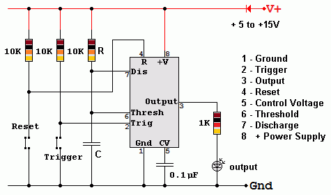 555 Monostable Circuit Diagram