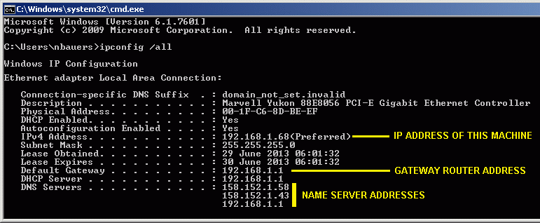 IPCONFIG on Windows