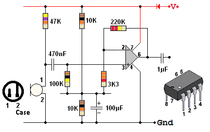 Electret Microphone pre-amp Circuit