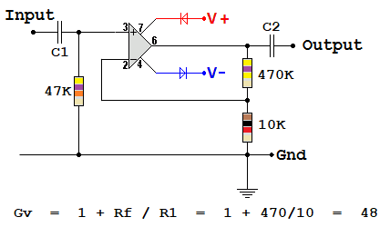 Non Inverting Audio Pre-Amp