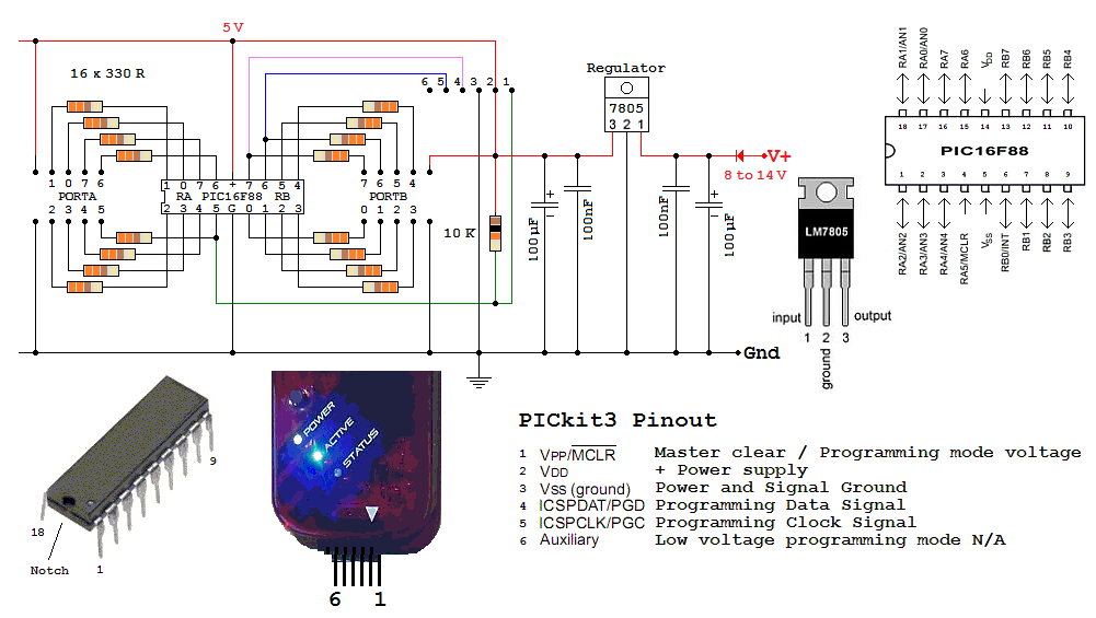 Pic16f873 схема подключения