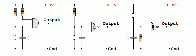 Three Switch Debounce Circuits