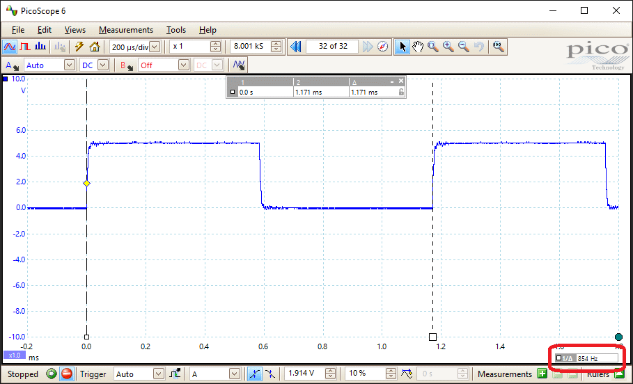 Picoscope Trace 854Hz Whine